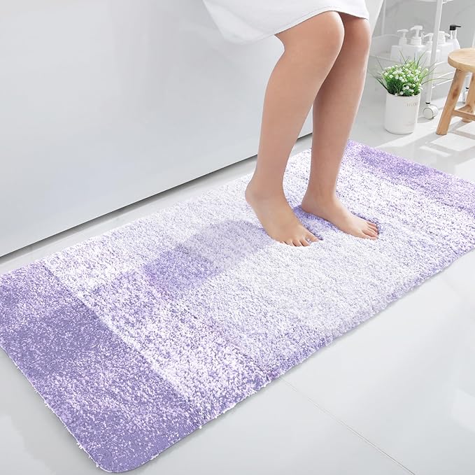 OLANLY Bathroom Rugs Mat 50x30, Extra Soft Absorbent Microfiber Bath Rug, Rubber Backing, Quick Dry, Machine Washable Bath Mats for Bathroom Floor, Tub and Shower, Home Decor Accessories, Light Purple