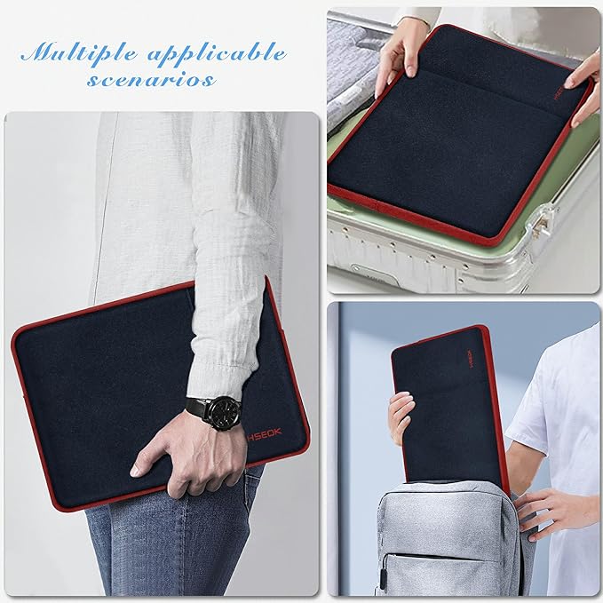 Hseok Laptop Sleeve 15 inch Case with Side Pocket Compatible with MacBook Air 15" M3 M2, Mac Pro 15“, Surface Laptop 15, XPS 15 and Most 14-15 inch Notebooks Chromebooks Tablets,B02K02