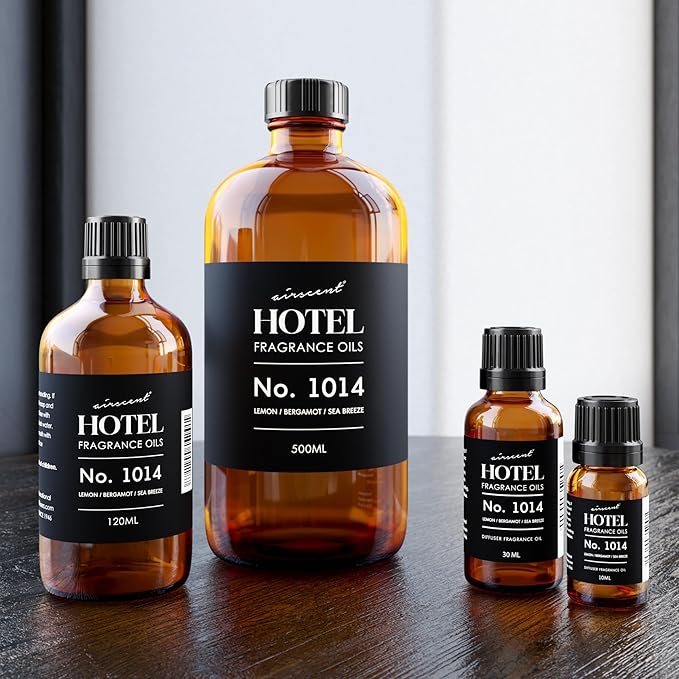 AirScent Hotel Diffuser Oil No. 1014 Inspired by The Iconic 5-Star Hotel Coastal Blend - Lemon Bergamot Sea Breeze - 500 mL Fragrance Oil for Ultrasonic and Waterless Diffusers and Crafting