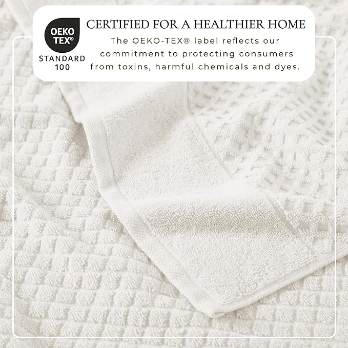 Great Bay Home Bath Towels - 100% Cotton 4 Pack 54x27 Bath Towel Set - Absorbent, Durable, Quick-Dry Towels for Bathroom (Ivory)
