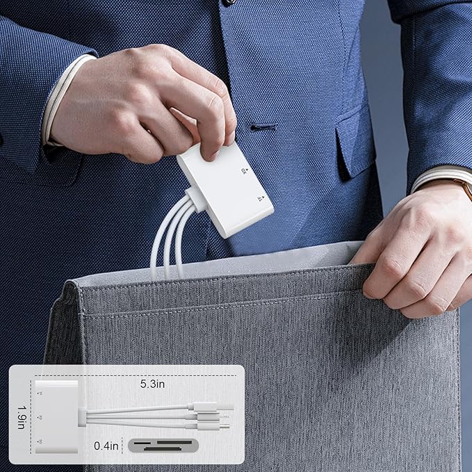 XD Card Reader, SD Card Reader for iPhone, 3 in 1 SD/TF/XD Picture Reader for Lightning/USB C/USB A Device, Lightning+USB A+USB C xd Picture Card Adapter for iPhone 16/15/14/13/iPad/PC/Android