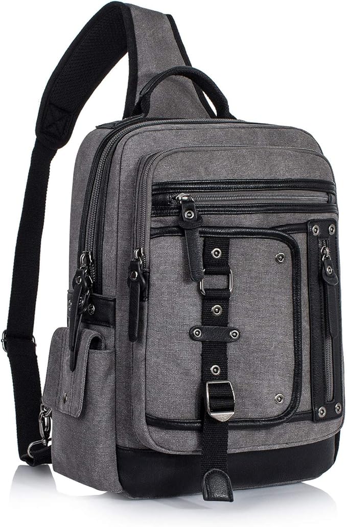 Schkleier Messenger Bag for Men Canvas Sling Bag Crossbody Backpack Laptop Shoulder Bag Hiking Daypacks Casual Tactical