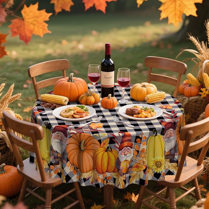 Eikione Round Tablecloth 70 Inch, Fall Tablecloth, Pumpkin Table Cloth, Autumn Harvest for Christmas, Holiday, Thanksgiving, Harvest