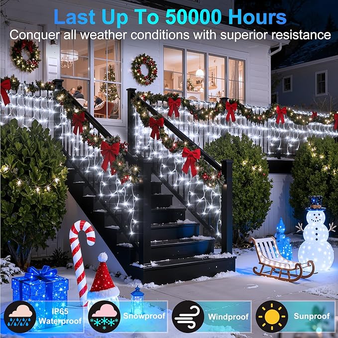 670 LED 66FT Christmas Lights with 148 Drops, 12 Modes Dimmable Cool White Outdoor Hanging Lights with Timer Memory, Waterproof Curtain Lights for Home Bedroom Indoor Tree Window Roof Fence Wedding