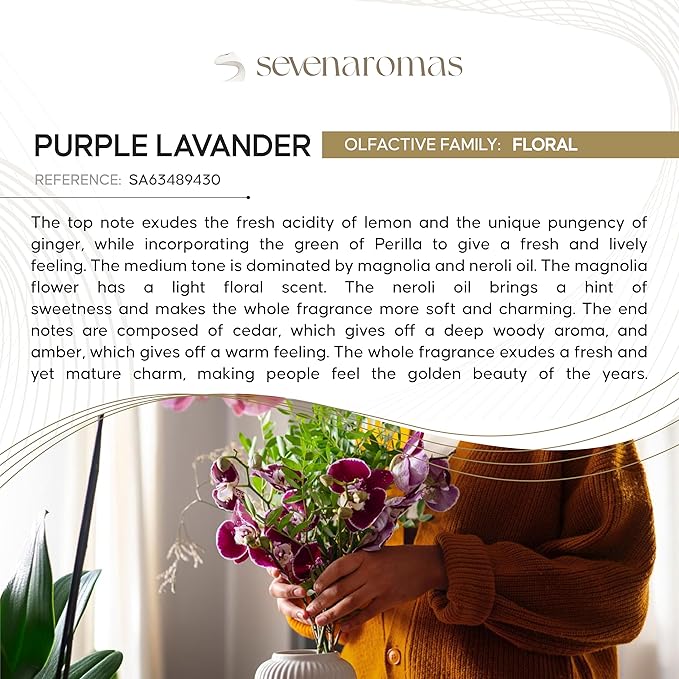 SevenAromas Hotel Scent Diffuser Oil, Luxury Hotel-Inspired Essential Oil for Aromatherapy & HVAC Diffusers – Premium Dropper Bottle - 45 ml 1.52 FL oz (Purple Lavander)
