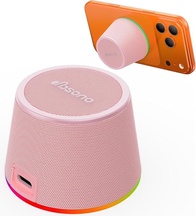 Small Bluetooth Speaker Gifts for Teens: Valentines Gifts for Him Her, 3 IN 1 Portable Magnetic Speaker with 9-Mode Lights, Waterproof Phone Stand for Desk, Cool Birthday Gadget Gifts for Adults