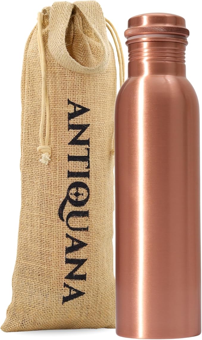 34 Oz Pure Copper Water Bottle – Leak-Proof Hammered Design with Tumbler, Carrying Bag & Smooth Finish Decorative – Copper Water Bottle