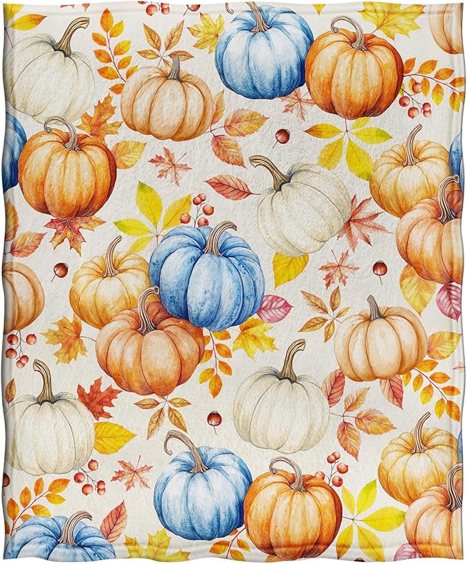 Jekeno Pumpkin Halloween Blanket Gifts for Women Kids Girls Boys Mom Wife Men Thanksgiving Autumn Harvest Home Bedroom Living Room Bed Sofa Decor Plush Throw 50"x60"