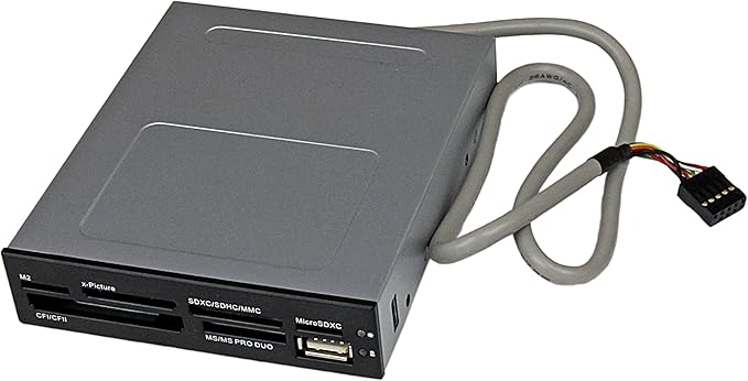 StarTech.com 3.5in Front Bay 22-in-1 USB 2.0 Internal Multi Media Memory Card Reader with Simultaneous Access - CF/SD/MMC/MS/xD - Black , TAA (35FCREADBK3)