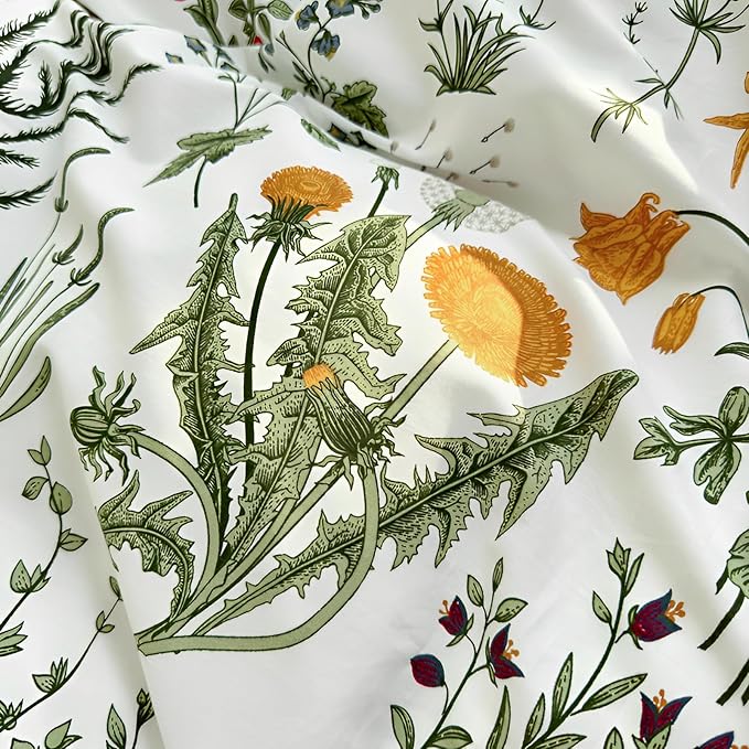 LifeTB Botanical Flower Comforter Set Full Vintage Green Floral Bedding Comforter with Elegant Ruffles Reversible Boho Floral Bedding Set Fluffy Princess Lace Ruffle Comforter Set for Kids Teen Girls