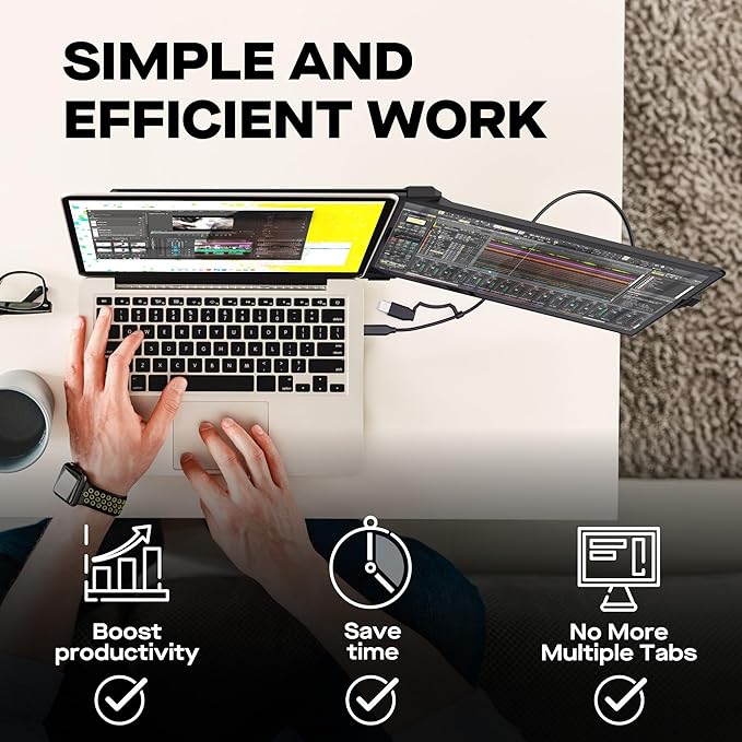Portable Monitor for Laptops, New Mobile Pixels Duex Plus DS 13.3" FHD 1080P Laptops Screen Extender, USB Type-C/HDMI Plug and Play Laptop Extended Monitor, Windows/macOS/Android/Switch Compatible