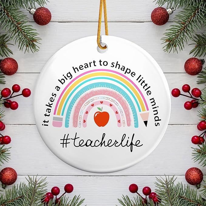 Thank You Gifts for Teachers 2025,Appreciation Teacher Christmas Ornaments Gifts for Teacher Women Men,Teachers Christmas Tree Decorations Hanging Ornament Xmas Keepsake Birthday Gift Ideas