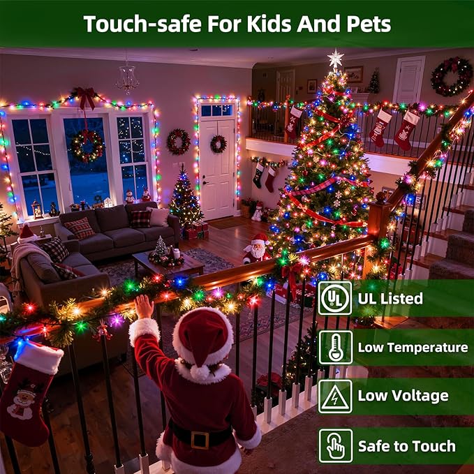 1500 LED Chrstmas Lights, 470ft Outdoor Christmas String Lights with 12 Modes, Multicolor LED String Lights with Timer Dimmable Waterproof for Tree Fence Garden Xmas Wedding Party Holiday Decorations