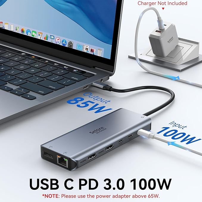 Selore USB C Docking Station Dual Monitor - 13-in-1 Triple Display 3 Monitors with Dual HDMI, DP, 100W PD, Gigabit Ethernet, 10Gbps USB A/C Ports -Laptop Docking Stations for Dell, HP, Lenovo, MacBook