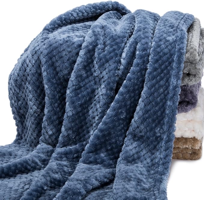 Fuzzy Blanket or Fluffy Blanket for Baby, Soft Warm Cozy Coral Fleece Toddler, Infant or Newborn Receiving Blanket for Crib, Stroller, Travel, Decorative (28Wx40L, XS-Smoked Blue)