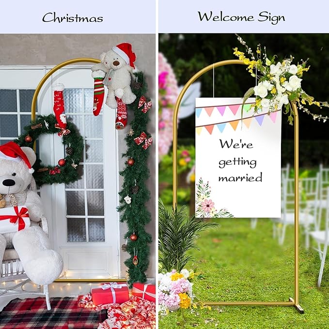 6.6 ft Arch Backdrop Stand, Metal Wedding Arch Stands for Party, Birthday, Wedding, Bridal Shower, Baby Shower Gold
