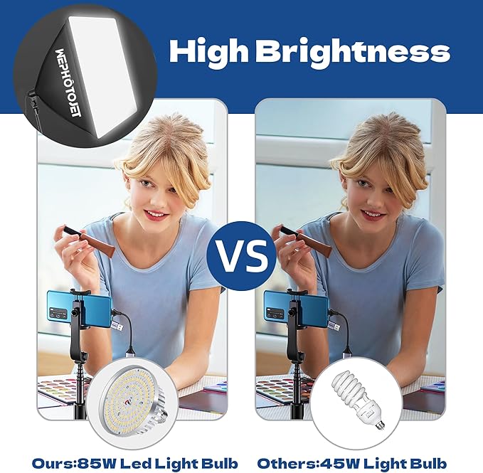 Photography Softboxes Kit with 8.5x10ft Backdrop Stands, 5 Tripod Stands, 3 Color Background Screen, Softbox with 85W Led Bulb, Photo Studio Equipment for Video Shoot, Product & Portrait