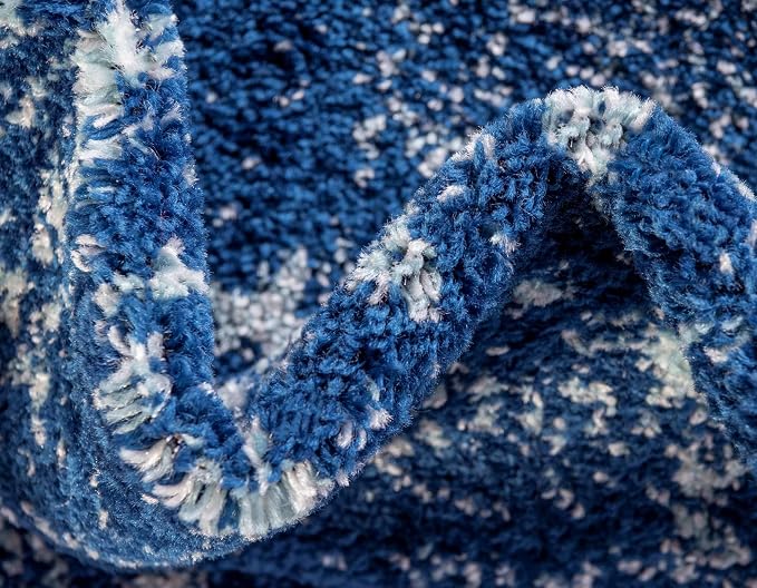 Unique Loom Bromley Collection Area Rug - Wells (6' 1" x 9' Rectangle, Navy Blue/ Ivory)