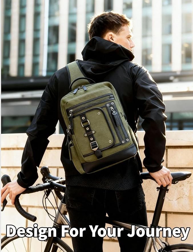 Schkleier Messenger Bag for Men Canvas Sling Bag Crossbody Backpack Laptop Shoulder Bag Hiking Daypacks Casual Tactical