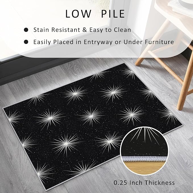 Starburst Rug Large 8x10 Mid Century Modern Retro Pattern Area Rugs for Living Room, Bedroom, Starburst Home Decor Accessories Indoor Carpet, Non Slip & Machine Washable