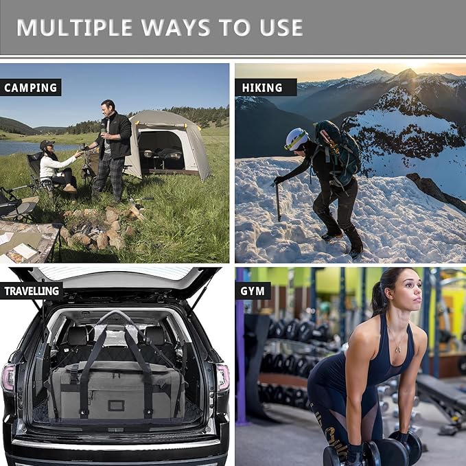 Large Duffle Bag for Travel - Men & Women, Foldable Gym Duffle Backpack, Heavy Duty Tactical Military Canvas Duffel Bags, Extra Big Carry On with Shoe Pockets, Waterproof (80L/103L)