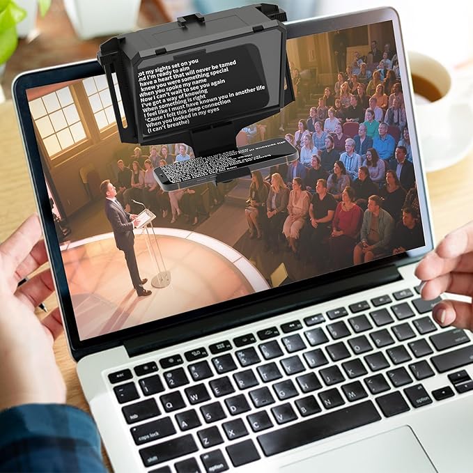 8-Inch Mobile Teleprompter, 3-in-1 Handheld/Desktop/Monitor Modes, HD 70/30 Optical Beam Splitter, Remote Control Support, Compatible with iOS & Android Tablets