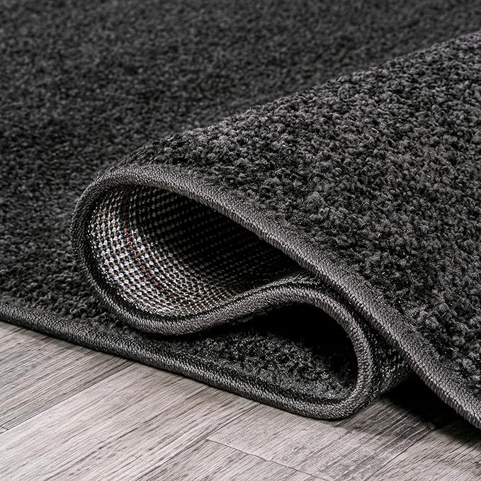 JONATHAN Y Haze Solid Low-Pile Black 3x5 Oval Indoor Area Rug, Coastal,Bohemian,Minimalist,Classic, Easy-Cleaning for Living Room,Bedroom,Kitchen,Pet Friendly,Non-Shedding (SEU100I-3OV)
