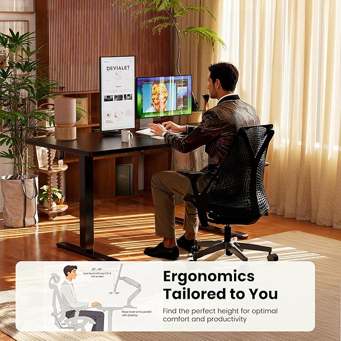 ErGear Height Adjustable Electric Standing Desk, 71 x 30 Inches Sit Stand up Desk, Memory Computer Home Office Desk, Black