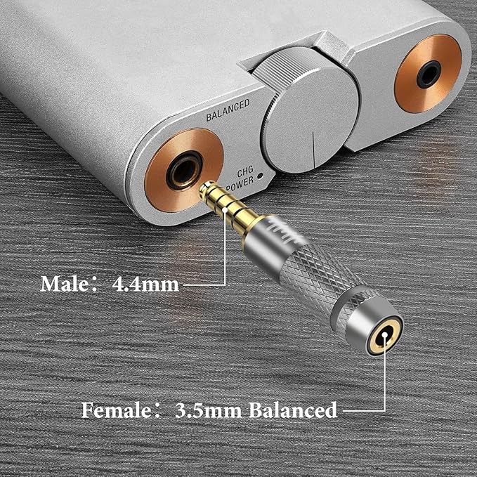 GEEKRIA 4.4mm to 3.5mm Balanced Headphones Adapter Converter for 3.5mm 4-Pole Cable to 4.4mm Player Device, Durable Aluminum Alloy Conversion Audio Plug, Gold Plated