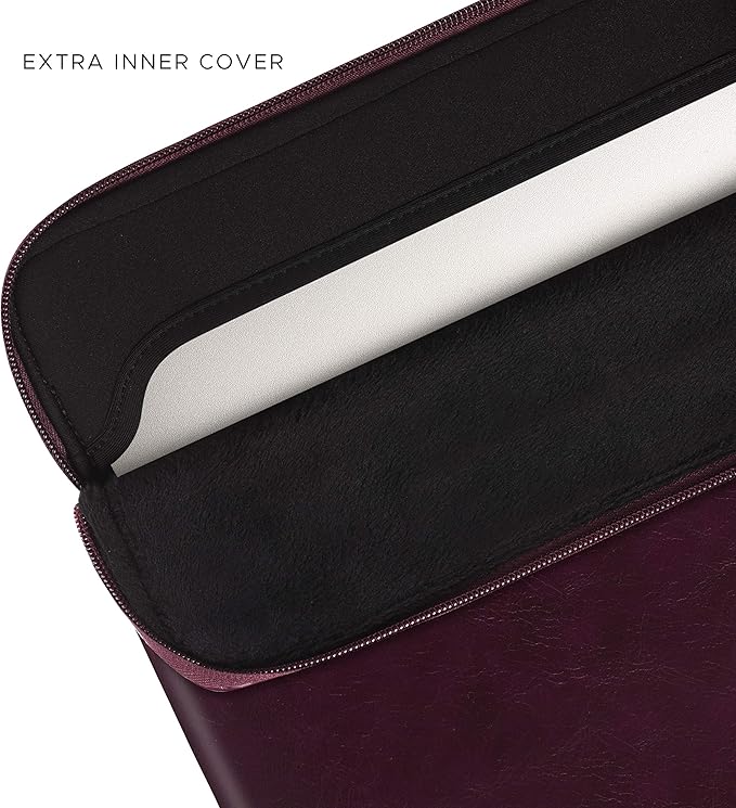 Comfyable Leather Laptop Sleeve Compatible with 16 Inch MacBook Pro M4 2024 & 15 Inch MacBook Air M4 M3 M2 2025, Berry Brown