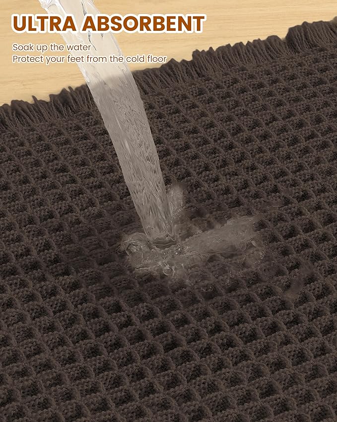 Smiry Waffle Bath Mat 36x24, Extra Soft Absorbent Bathroom Rugs, Non Slip Machine Washable Quick Dry Bath Rugs for Bathroom Floor, Tub, Shower, Home Decor Accessories, Chocolate