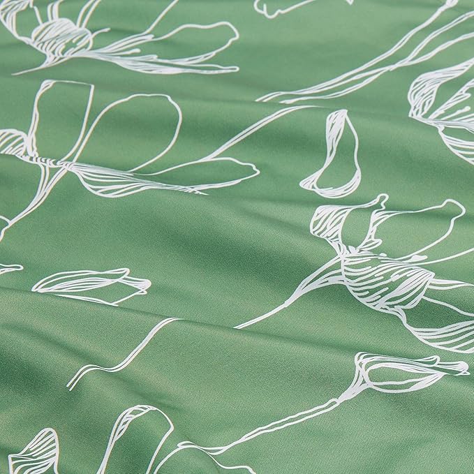 Amazon Basics Lightweight Microfiber Comforter Sets, 5 Pieces, Green, Floral, Twin/Twin XL