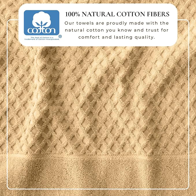 Great Bay Home Bath Towels - 100% Cotton 4 Pack 54x27 Bath Towel Set - Absorbent, Durable, Quick-Dry Towels for Bathroom (Sand)
