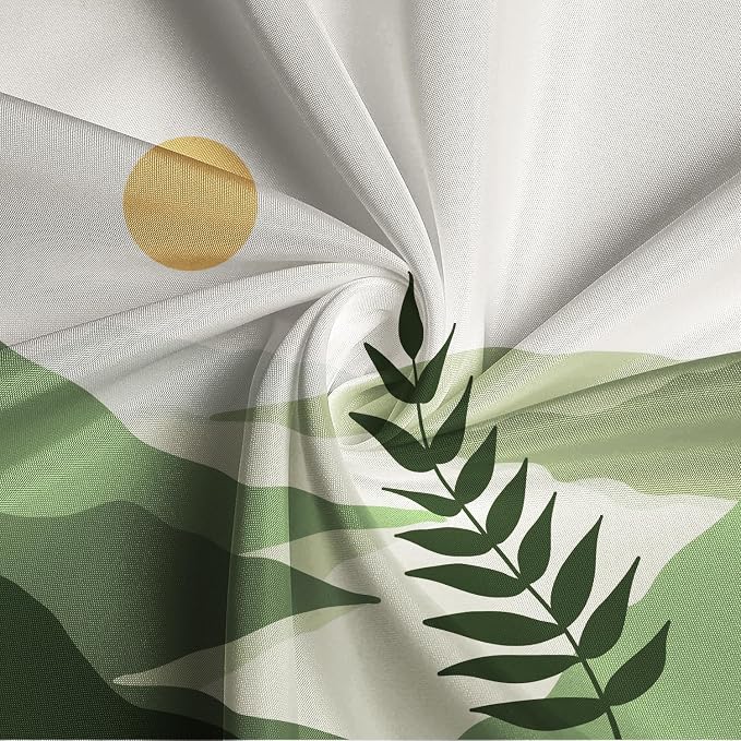 Boho Mid Century Shower Curtain Modern Abstract Sun Tropical Leaves Bathroom Curtain Set Neutral Minimalist Plant Waterproof Fabric Bath Decor with Hooks 72x72 inch