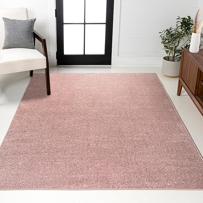 JONATHAN Y Haze Solid Low-Pile Pink Indoor Area Rug 9x12, Coastal,Bohemian,Minimalist,Classic, Easy-Cleaning for Living Room,Bedroom,Kitchen,Pet Friendly,Non-Shedding (SEU100P-9)