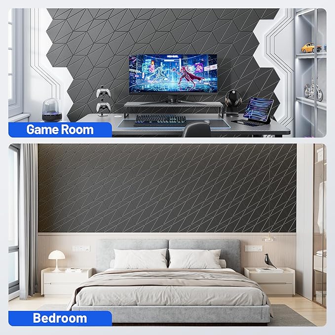 20 Pack Acoustic Panels with Self-Adhesive 12"X10"X0.4" Sound Proof Foam Panels for Walls, High Density Soundproof Wall Panels, Z-Line Hexagon Sound Dampening Panels for Home Studio Decor Office-Black