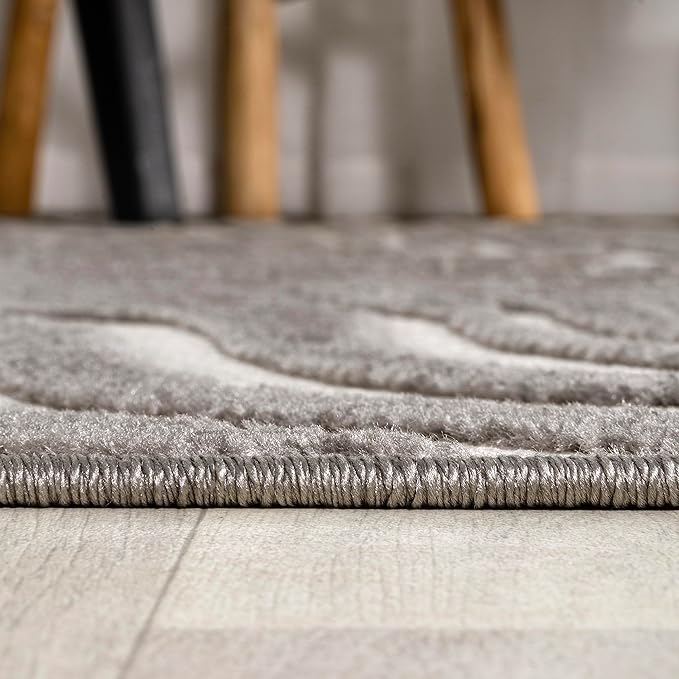 JONATHAN Y Maribo High-Low Abstract Striped Gray/Ivory 9x9 Square Indoor/Outdoor Area Rug, Pet Friendly, Non-Shedding, Stain Resistant, Easy-Cleaning for Backyard, Patio, Porch (SCN103B-9SQ)