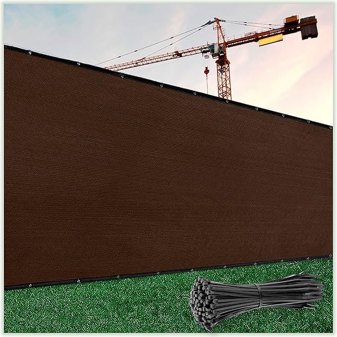 ColourTree 6' x 25' Brown Fence Screen Privacy Screen - Commercial Grade 170 GSM - Heavy Duty - 3 Years Warranty - Cable Zip Ties Included