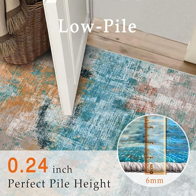vivorug Washable Rug, Ultra Soft Area Rug 3x5, Non Slip Abstract Small Rug, Stain Resistant Rugs for Living Room Bedroom, Modern Fluffy (Rosy Clouds, 3'x5')