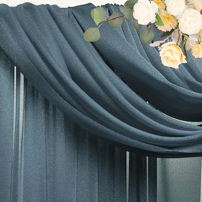 Wokceer Wedding Arch Draping Fabric Grey Blue 2 Panels 28.7" x 20FT Sheer Fabric Drapes Backdrop Arch Draping Fabric for Wedding Ceremony Birthday Party Bridal Shower Decoration