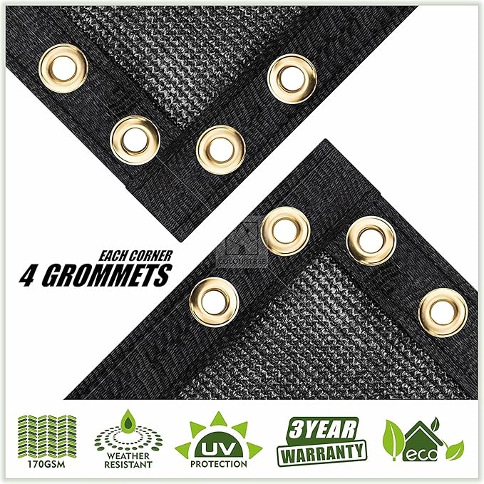 ColourTree Customized Size 6' Black and White Fence Screen Privacy Screen Heavy Duty Cable Zip Ties Included