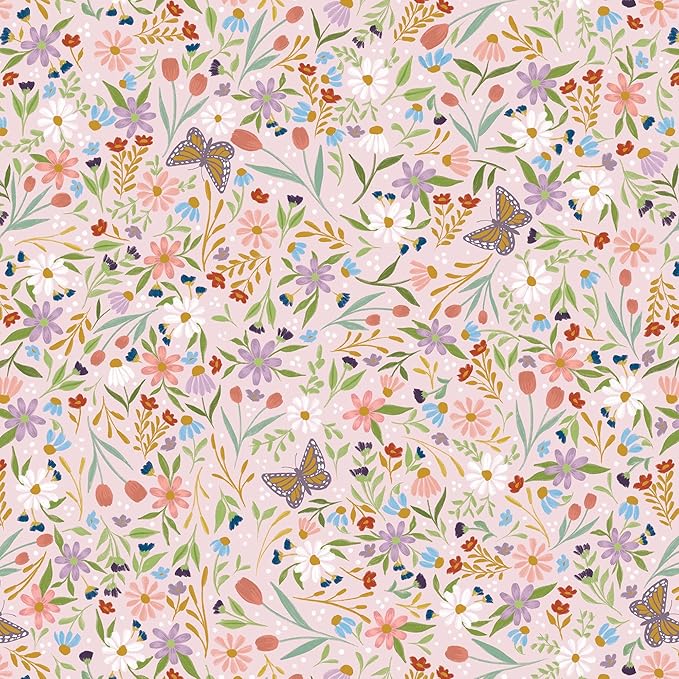 Jillson Roberts Bulk Gift Wrap, Everyday Gift Wrapping Supplies, Delicate Floral 1/4 Ream 208 feet x 30 inches