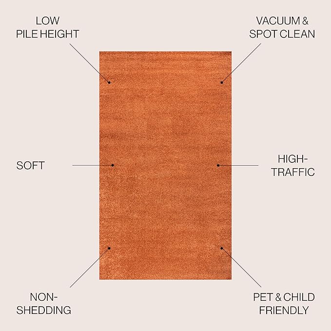 JONATHAN Y Haze Solid Low-Pile Orange Indoor Area Rug 4x6, Coastal,Bohemian,Minimalist,Classic, Easy-Cleaning for Living Room,Bedroom,Kitchen,Pet Friendly,Non-Shedding (SEU100M-4)