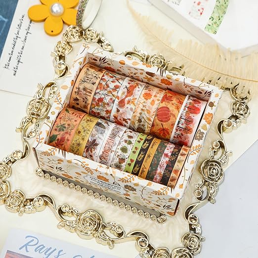 Songdao 18 Rolls Seasons Flowers Washi Tape Set Floral Arts Adhesive Tapes Blooming Garden Decorative Masking Tape Sets for Craft, Kids, Scrapbook, DIY, Gift Wrapping (Autumn)