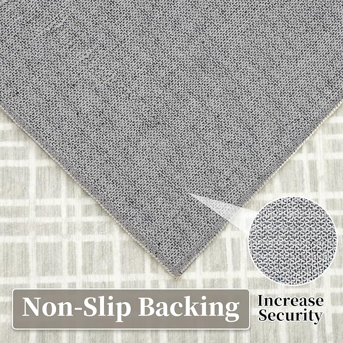 Washable Area Rug 5x7 Rug for Living Room Modern Large Area Rug for Bedroom Aesthetic Non Slip Throw Rugs Soft Faux Wool Low Pile Stain Resistant Carpet for Dining Room 5'x7' Light Grey