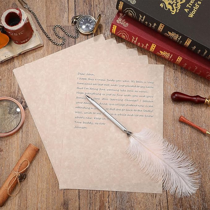 Epakh 300 Pcs Old Age Parchment Paper 8.5 x 11 Inch Standard Letter Vintage Colored Old Parchment Double Side Printing Paper (Dark Beige)