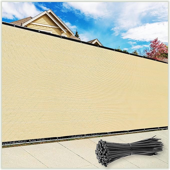 ColourTree Customized Size 6' Black and White Fence Screen Privacy Screen Heavy Duty Cable Zip Ties Included