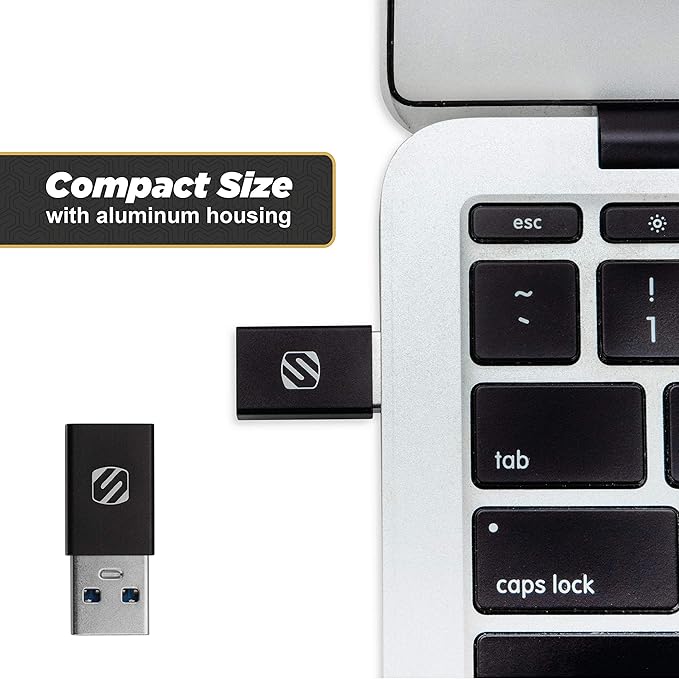 Scosche CAAKIT-RP Strikeline™ Charge & Sync USB Adapter Kit, USB-C Male to USB-A Female and USB-A Male to Type-C Female Charger Cable Converter Compatible with Apple iPhone 15, AirPods, Galaxy, 2-Pack