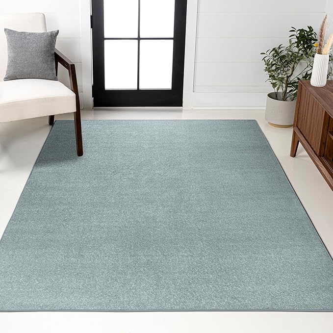 JONATHAN Y Haze Solid Low-Pile Aqua Blue Indoor Area Rug 6x9, Coastal,Bohemian,Minimalist,Classic, Easy-Cleaning for Living Room,Bedroom,Kitchen,Pet Friendly,Non-Shedding (SEU100S-6)