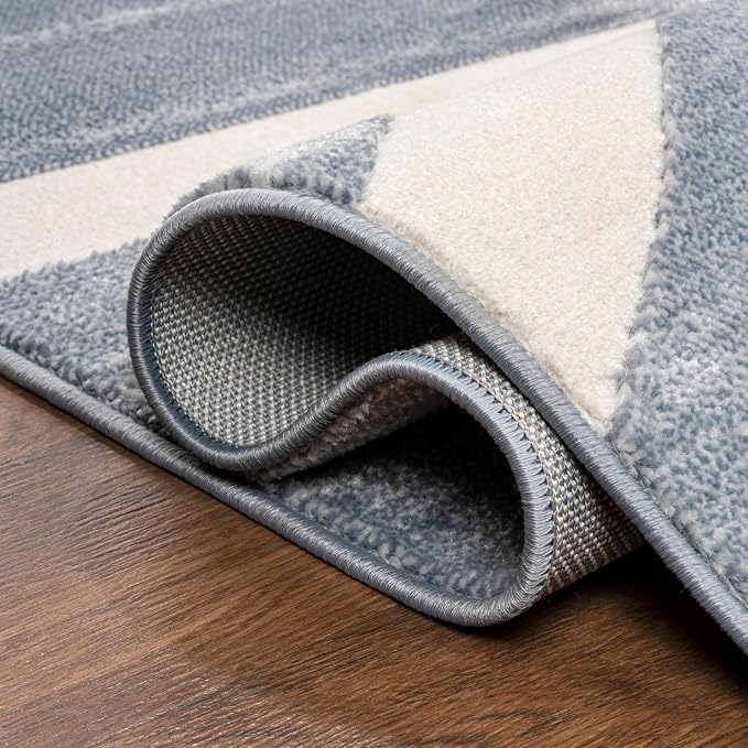 JONATHAN Y Sun Two-Tone High-Low Indoor Area Rug 4X6 Blue/White, Aelius MidCentury Scandinavian Abstract for Living Room, Bedroom, Kitchen, Easy-Cleaning, Pet-Friendly, Non-Shedding SND101C-4